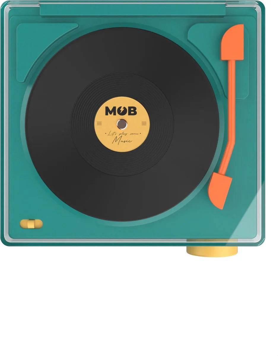 MOB platenspeler bleutooth speaker en wekker - blauw - Afbeelding 2