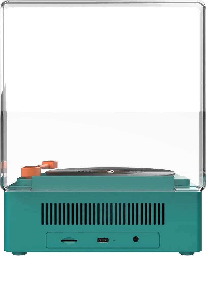 MOB platenspeler bleutooth speaker en wekker - blauw - Afbeelding 3